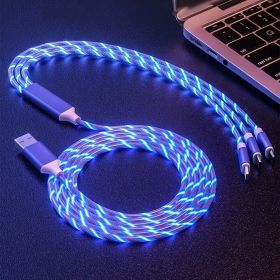 1.2m/3.9ft 3In1 LED Flowing Light Charging USB Cable For IPhone Android Type-C (Color: White)